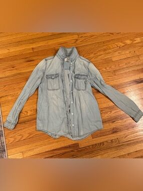 Light Blue Women’s Denim Button-Up Shirt